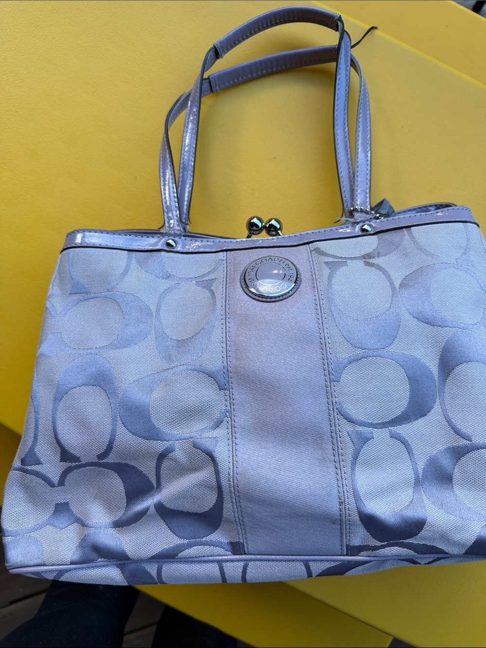 Coach Lilac Signature Tote with Gloss Trim